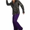 Rubie's Mens Disco Shirt For Adults - Black With Silver Stars