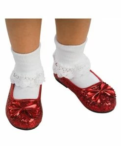 Rubie's Girls Dorothy Red Glitter Deluxe Shoes For Kids - Warner Bros The Wizard Of Oz