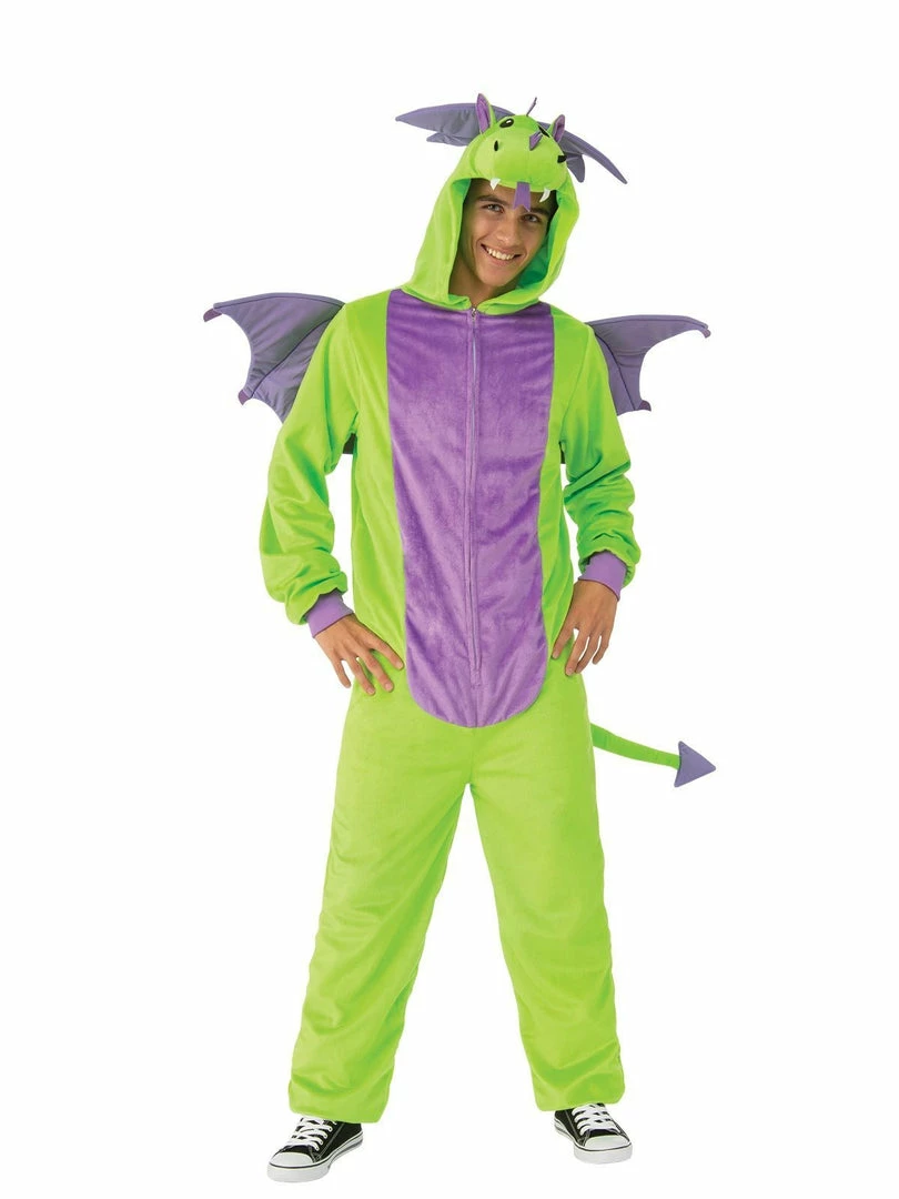 Rubie's Green Dragon Furry Onesie For Adults Mens 4 Rubie's Green Dragon Furry Onesie For Adults Mens