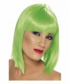 Smiffys Neon Green Glam Wig For Adults