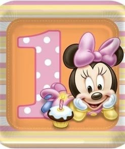 Hallmark Plates Small Minnies 1st Birthday 8Pk