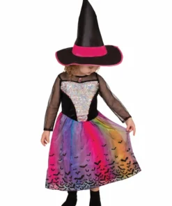 Rubie's Girls Rainbow Colour Magic Witch Deluxe Costume For Kids