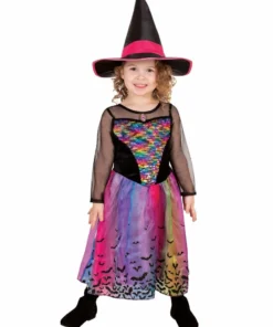 Rubie's Girls Rainbow Colour Magic Witch Deluxe Costume For Kids