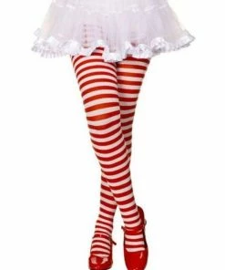 Music Legs Sky Hosiery Inc Red And White Striped Tights For Kids