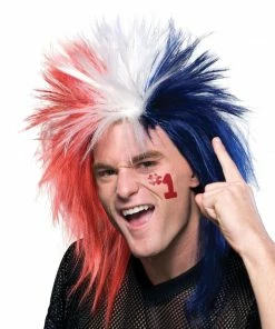 Rubie's Mens Sports Fanatic Red White & Blue Wig For Adults