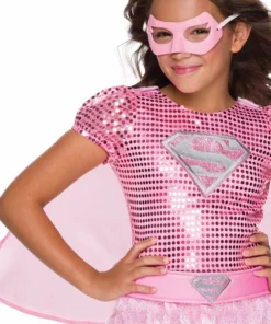 Rubie's Girls Supergirl Premium Pink Sequin Costume For Kids - Warner Bros DC Comics